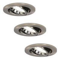 Set van 3 Lublin LED inbouwspots - 5 Watt 400 Lumen - 6400K Daglicht wit - GU10 - Dimbaar - Rond - Kantelbaar - IP20 Stofdicht - RVS