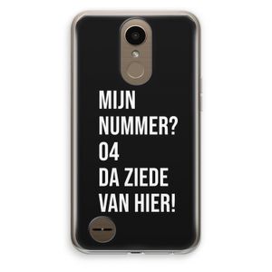 Da ziede van hier - Zwart: LG K10 (2017) Transparant Hoesje