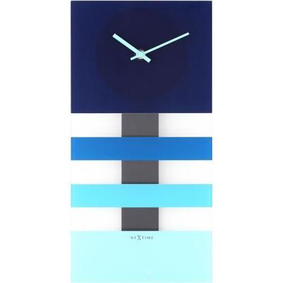 NeXtime klok 2855bl bold stripes, 38x19 cm, wall, blue