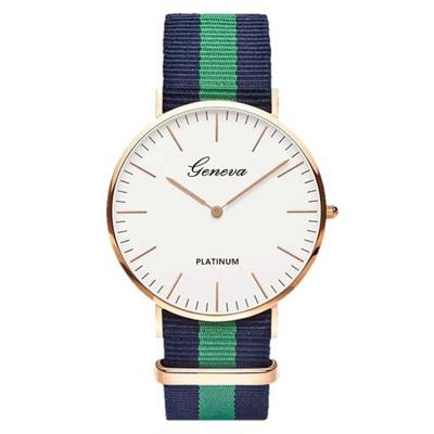 2 PC'S eenvoudige ultradunne grote Dial twee-pins kleur bijpassende nylon canvas riem quartz horloge (Silver3)