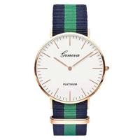 2 PC'S eenvoudige ultradunne grote Dial twee-pins kleur bijpassende nylon canvas riem quartz horloge (Silver3)