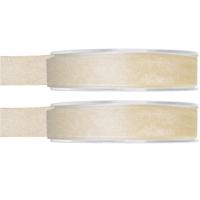 Organza sierlint - 2x - creme wit - 15 mm x 20 meter - Hobby decoratie lint - Cadeaulint