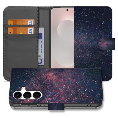 Samsung Galaxy S25 FE | Book Case | Stars Paars Blauw Glitter Hoesje Met 3 Pasjes Samsung Galaxy S25 FE | Book Case | Stars Paars Blauw Glitter Hoesje Met 3 Pasjes