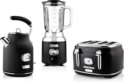 Westinghouse Retro waterkoker + broodrooster 4 sleuven + blender - zwart