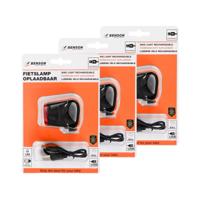 LED fietslamp - 3x - rood - USB oplaadbaar - waterbestendig