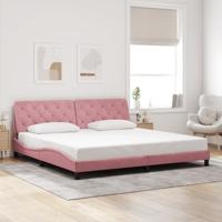 Bedframe zonder matras fluweel roze 200x200 cm