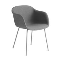 Muuto Fiber eetkamerstoel met armleuning gestoffeerd grey - thumbnail