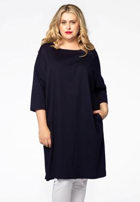 Yoek Midi jurk zakken | Blauw | Maat 54/56