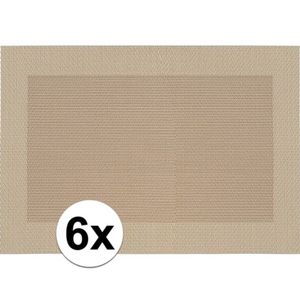 6x Placemats beige/bruin geweven/gevlochten met rand 45 x 30 cm