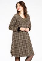 Yoek Jurk met rits PIED DE POULE | Zwart | Maat 54/56