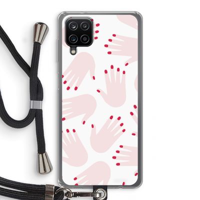 Hands pink: Samsung Galaxy A12 Transparant Hoesje met koord