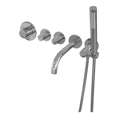 Inbouwthermostaatset Brauer Chrome Carving Incl Baduitloop en Staafhanddouche Messing Chroom Brauer