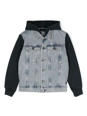 Emporio Armani Kids veste en jean à capuche - Bleu