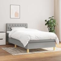 Boxspring met matras stof lichtgrijs 90x190 cm