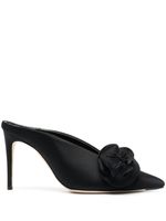 Victoria Beckham mules satinée à fleur appliquée - Noir - thumbnail