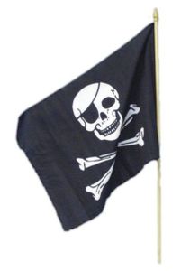 Piratenvlag op stok 45x30cm