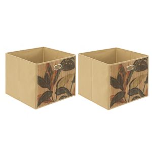 Opbergmand/kastmand - 2x - 29 liter - beige - bamboe - 31 x 31 x 31 cm