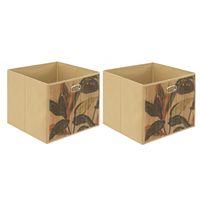 Opbergmand/kastmand - 2x - 29 liter - beige - bamboe - 31 x 31 x 31 cm - thumbnail