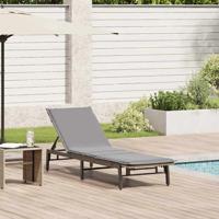 Ligstoel met kussen beige polyrotan