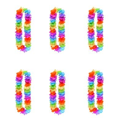 Hawaii krans slinger - 6x - regenboog kleuren mix - Carnaval - Themafeest - Pride