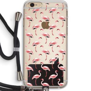 Flamingoprint groen: iPhone 6 PLUS / 6S PLUS Transparant Hoesje met koord