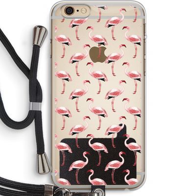 Flamingoprint groen: iPhone 6 PLUS / 6S PLUS Transparant Hoesje met koord