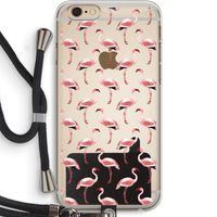 Flamingoprint groen: iPhone 6 PLUS / 6S PLUS Transparant Hoesje met koord