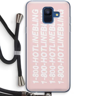 Hotline bling pink: Samsung Galaxy A6 (2018) Transparant Hoesje met koord