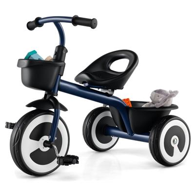 Loopfiets voor Kinderen met Verstelbare Zitting en 2 Manden 3-Wieler Loopfiets van Robuust Koolstofijzeren Frame