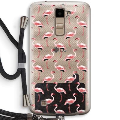 Flamingoprint groen: LG K10 (2016) Transparant Hoesje met koord