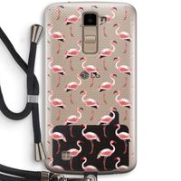 Flamingoprint groen: LG K10 (2016) Transparant Hoesje met koord