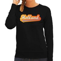 Zwarte sweater / trui Holland / Nederland supporter Holland met Nederlandse wimpel EK/ WK voor dames - thumbnail