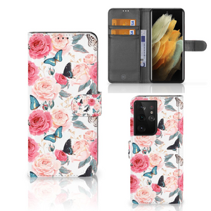 Samsung Galaxy S21 Ultra Hoesje Butterfly Roses