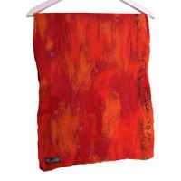 Gevilte Sjaal op Sarizijde (Rood/Oranje)