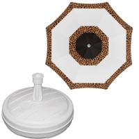 Tuin parasol Ghana - met vulbare parasolvoet in wit - doek wit/bruin - D180 cm - polyester
