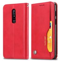 Knead huidtextuur horizontale Flip lederen case voor OnePlus 6 met foto frame & houder & kaartsleuven & portemonnee (rood)