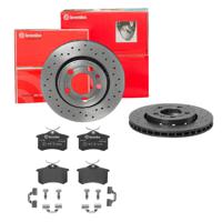 Remmenset, remschijf BREMBO, Remschijftype: Geperforeerd / Geventileerd, Inbouwplaats: Achteras: , u.a. für Audi, VW, Seat, Skoda