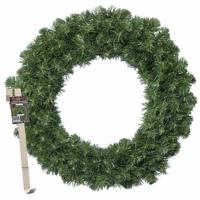 Kerstkrans 60 cm - groen - met messing zilveren hanger/ophanghaak - kerstversiering - Kerstkransen - thumbnail