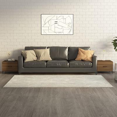 Salontafels 2 st met metalen poten 50x50x40 cm bruin eikenkleur