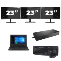 Lenovo ThinkPad L390 - Intel Core i3-8e Generatie - 13 inch - 8GB RAM - 256GB SSD - Windows 11 + 3x 23 inch Monitor