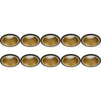 GU10 Inbouwspot Armatuur 10-Pack - Zwart/Goud Aluminium - Ø90mm