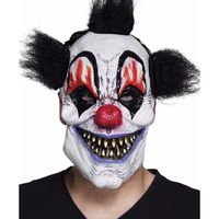 Horrorclown masker met zwart haar   -