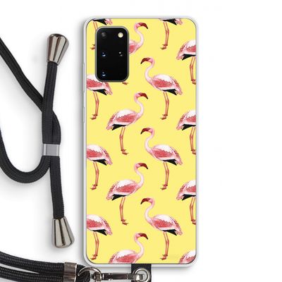 Flamingo's geel: Samsung Galaxy S20 Plus Transparant Hoesje met koord