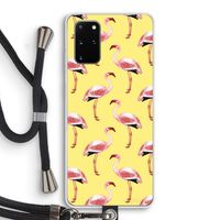 Flamingo's geel: Samsung Galaxy S20 Plus Transparant Hoesje met koord