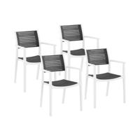 Stoel - set van 4 - Royal Catering - tot 150 kg - rugleuning met luchtsleuven - armleuning - grijs