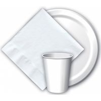 8x Witte papieren feest bekertjes 256 ml - Wegwerpbekertjes wit van papier - themafeest tafeldecoratie - thumbnail