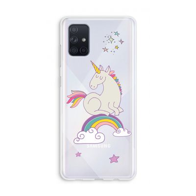 Regenboog eenhoorn: Galaxy A71 Transparant Hoesje