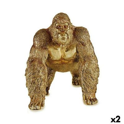 Decoratieve figuren Gift Decor XS210408 XS210408 Gouden Gorilla 20 x 27,5 x 34 cm (2 Stuks)