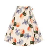 Heart & Roses Floral Swing Skirt Cream-L