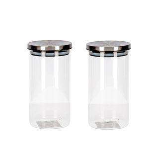 2x Transparante voorraadbussen/voorraadpotten van glas 900 ml